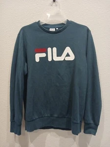 Fila Classic Logo Sweater Adult Medium Turquoise Crewneck Sweatshirt Mens - Picture 1 of 2