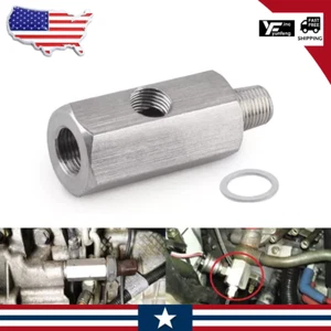 1/8" BSPT Oil Pressure Sensor Tee to NPT Adapter Turbo Supply Feed Line Gauge T - Foto 1 di 12