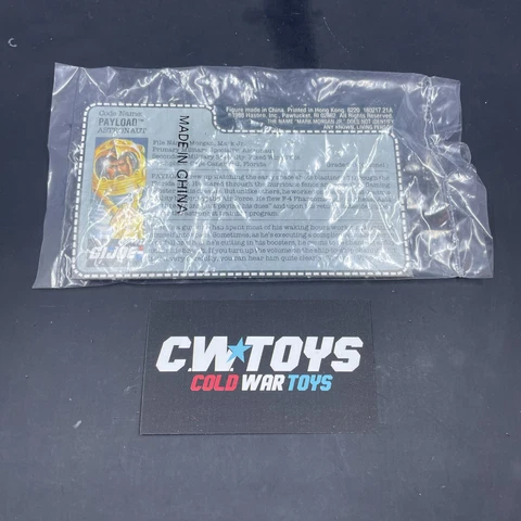 1989 GI Joe Payload V2  Uncut Filecard Original Figure Bag Cover