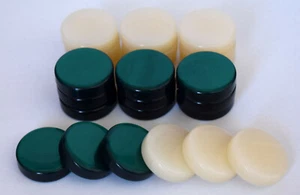 30 damas pequeñas de backgammon de acrílico - chips verde y marfil 1 pulgada - alta calidad - Imagen 1 de 1