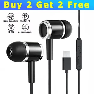 USB-C HIFI Super Bass Headset In-Ear Earphone Stereo Earbuds Headphone Wired Mic - Picture 1 of 12