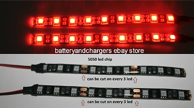 2 Red 5050 chip 6 inch long   9 LED Waterproof Flexible Strip BLACK PCB board - Image 1 of 4