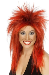 NEW Ladies Red Rock Diva Spiky Mullet Wig Bowie Tina TurnerFancy Dress Accessory - Picture 1 of 1