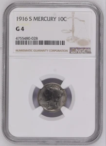  NGC G4,  1916 S  LIBERTY MERCURY 10C  - Picture 1 of 4