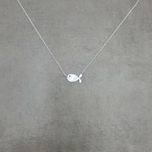 Goldfish SILVER Plated Necklace Fish Ocean Food Snack Aquatic Animal Sea - Picture 1 of 6