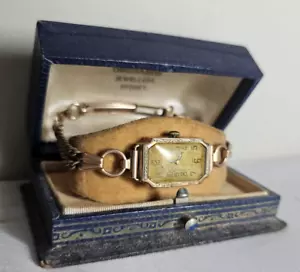 Lexel Swiss Made 9ct Solid Gold 17 Jewels 98264 Manual Ladies Watch Runs Boxed - Picture 1 of 23