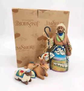 Jim Shore Nativity Let Earth Receive Her King Shepherd Donkey Lamb Christmas - Picture 1 of 6