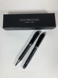 Vintage Avon Gold Coast Silver And Black Pen Set With Gift Box NOS - Picture 1 of 4