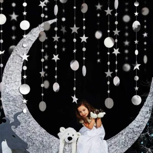 Silver Star Garland Decorations Twinkle Little Star Birthday Baby Shower Graduat - Picture 1 of 7