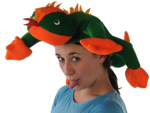 Lizard Novelty Hat Halloween Costume Animal Fancy Dress Oversize Green Orange - Picture 1 of 1