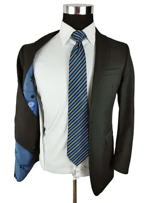 Vince Camuto Sport Coat Jacket Mens 34/36R Plaid Check Charcoal Gray Wool Blazer - Image 1 of 4