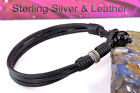 HANDMADE Sterling Silver, Leather, BLACK ONYX Wristband Men Bracelet 1B-299