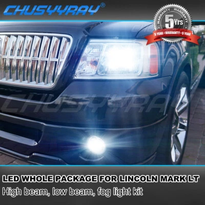 Светодиодные фары для Lincoln Mark LT 2006-2008 высокие/низкие + противотуманные лампы 6000K - Изображение 1 из 4
