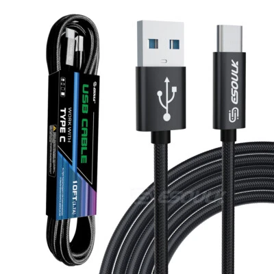 Esoulk 1.7A 10FT USB Cable For Type-C In Black Model # DC-EC45L-TPC-10FTBK - Image 1 of 4