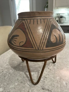 LARGE VINTAGE SOUTHWEST NATIVE AMERICAN POLYCHROME DECORATED COIL POT POTTERY - Picture 1 of 16