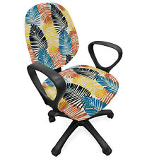 Tropical Office Chair Slipcover Doodle Jungle Palm Leaves