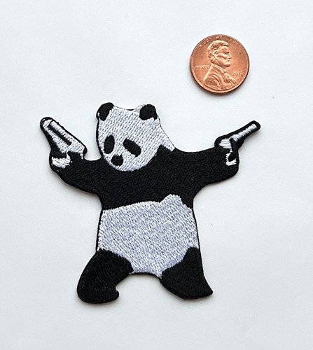 Seldom Two Guns Panda Embroidered Patch Iron Gun Pistol Panda Appliqué ...