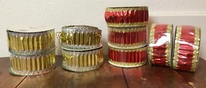 Vintage Foil Metallic Wired Ribbon Iridescent Gold And Red 9 Rolls 2" X 18" - Picture 1 of 9