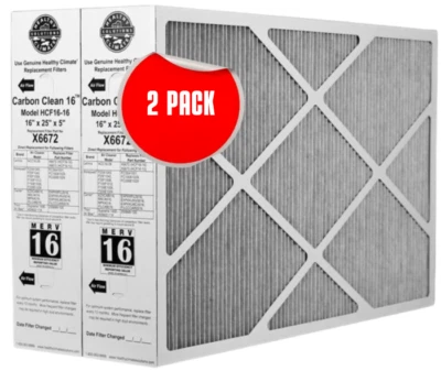 Filtro recubierto de carbono Lennox X6672 Healthy Climate 16x25x5 Merv 16 - PAQUETE DE 2 Foto 1 de 4