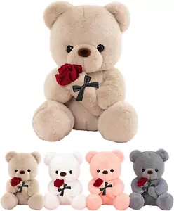 Orsacchiotto Peluche Con Rosa, Regalo San Valentine per Lei, 25 CM Orso Di Peluc - Foto 1 di 12