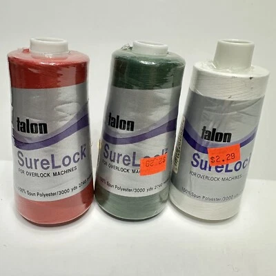 (3) TALON SureLock Overlock Machines 784 Spruce, 455 Scarlett, 400 White 3000yds - Image 1 of 4