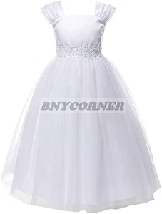 Neu weiß Erstkommunion Blume Mädchen Kleid Hochzeit Taufe - Bild 1 von 6