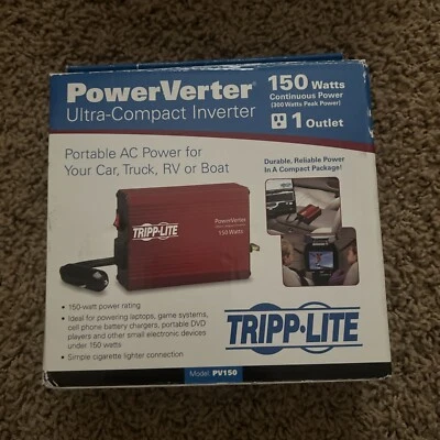 Tripp Lite 150W Car Power Inverter 1 Outlet Auto Inverter Ultra PV150 New - Image 1 of 4