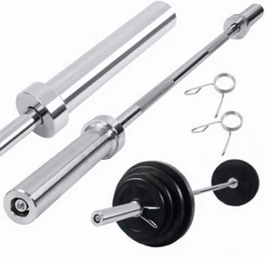 Barra Olympic Barbell 7 pies 20 kg de acero cromado con collares para levantar y sentadillas - Imagen 1 de 9