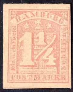 GERMANY HAMBURG 1864 SCOTT #9b ORIGINAL GUM HINGED - Picture 1 of 2