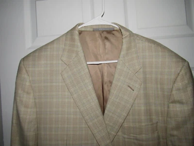 HICKEY FREEMAN NORDSTROM Madison Blazer Sport Coat 48 Reg Tan Plaid Dual Vent - Image 1 of 4