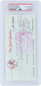 Willie Randolph New York Yankees Signed Check August 15, 1979 - PSA 84942955 - Picture 1 of 2