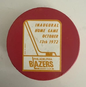 RARE VINTAGE 1972 PHILADELPHIA BLAZERS HOCKEY INAGURAL HOME GAME RED PUCK - Picture 1 of 6