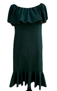 Womens Mermaid Flounce Large (14-16) Dress Off Shoulder Ruffled Dark Green NWT - Picture 1 of 16