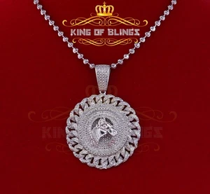 Collar Colgante Real 0.33ct Diamante Plata de Ley 925 CABALLO ESLABÓN CUBANO Blanco - Imagen 1 de 11