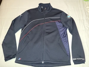 Puma BMW Motorsport Jacket Mens L Blue Zip Track Lightweight Fleece Racing - Picture 1 of 6
