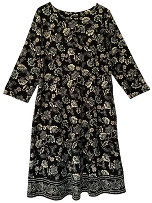 Vestido J. Jill Wearever Collection Azul Marino Estampado Floral Talla L Alto LT NUEVO SIN ETIQUETAS Foto 1 de 4