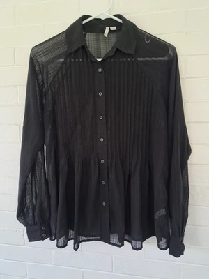 Blusa negra con botones de gasa Cato talla XS transparente Foto 1 de 4