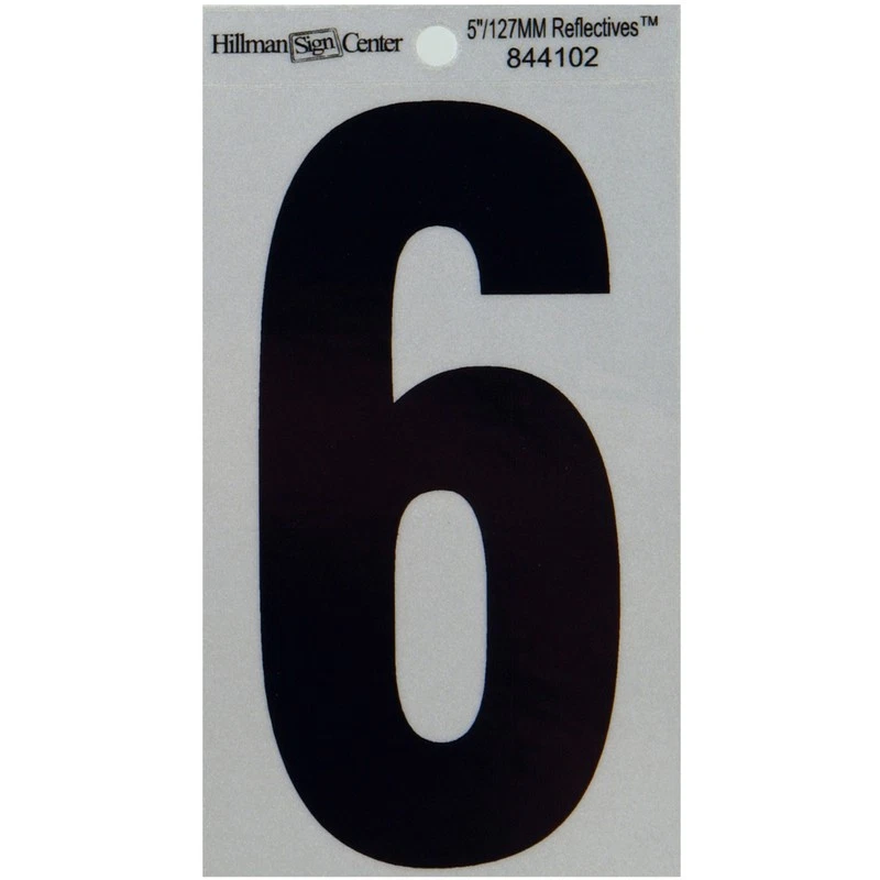 Hillman 844102 Mylar negro/plateado autoadhesivo #6 número 5 pulgadas H (Pack de 6) Foto 1 de 1