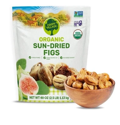 Paquete de 4 higos orgánicos secados al sol Happy Village 10 lb en total - hornear, bocadillos, sin OGM Foto 1 de 4