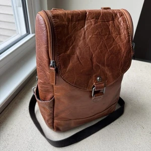 Jack Georges Voyager Leather Convertible Backpack Crossbody Bag Brown Unisex - Picture 1 of 24