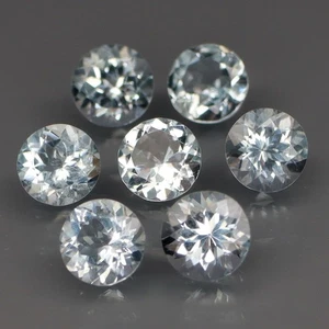Round 5 mm.Ravishing Color! Natural Sky Blue Aquamarine Brazil 7Pcs/2.90Ct. - Picture 1 of 6