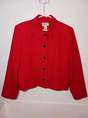 Vintage Pendleton Virgin Wool Tweed Blazer Women Sz 16 Red USA Collared - Image 1 of 4