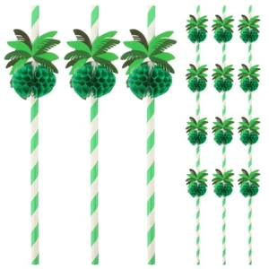 50 Pcs Coconut Paper Straws Travel Drinking Decorations Hawaiian - Picture 1 of 12