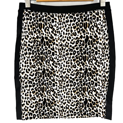 Saia lápis feminina CLUB MONACO malha violeta tamanho 8 estampa de leopardo zíper lateral nova com etiquetas - Imagem 1 de 4