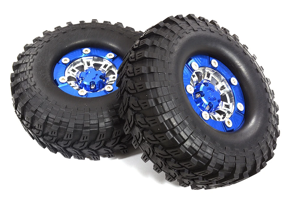 Billet Machined X9 Spoke 1.9 Wheel & Tire Set (2) for Scale Crawler (O.D.=113mm) - Image 1 of 1