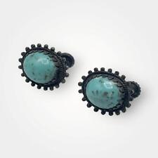 Silver Tone Turquoise Metal Clip On Earrings Jewelry