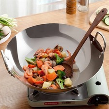 Wok Bratpfanne Edelstahl Mit Auf Griff Einfach Zu Sauber Schnell Ebenmäßig Hitze