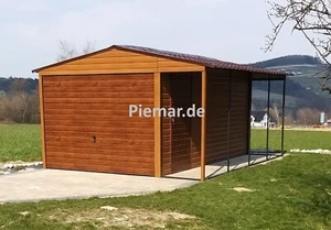Blechgarage 4x6x2,55m mit Carport Fertiggarage Schuppe | inkl. Lieferung |28825! - Bild 1 von 15