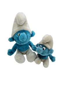 Peyo Schlumpf Wallace Berrie & Co 1979 & 1980 Plüschtiere Stofftiere (2) blaue Schlümpfe - Bild 1 von 15