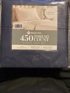 Member's Mark 450-Thread-Count Sheet Set - Navy, Size Twin/Twin XL - Picture 1 of 2